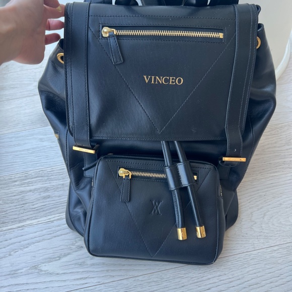 Vinceo Milano Black Luxury Leather Backpack main image 5